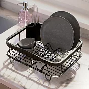 《Umbra》Sinkin伸縮餐具碗盤瀝水架(墨黑36.5cm) | 碗盤收納架 流理臺架