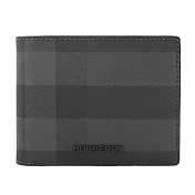 BURBERRY  經典格紋帆布6卡對開短夾 炭灰色