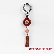 石頭記-天然石開運吊飾-雙環鎏影(2款式選) A-紅磚石