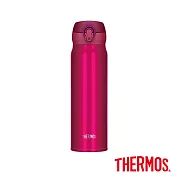 【THERMOS膳魔師】不鏽鋼超輕量彈蓋真空保溫瓶600ml(JNL-603-CRB) 紅莓色