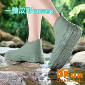 【iSFun】素面雨季 防水防滑彈性加厚短筒雨鞋套L(38-46)/ 綠