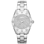 DKNY 璀璨靈魂晶鑽時尚腕錶-鋼帶-銀-大