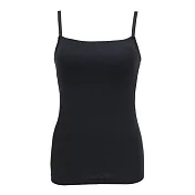 日本LECIEN 可調細肩帶速乾罩杯背心 Bra top 黃金比例溫柔平縫真正舒適-13772257 M 黑色