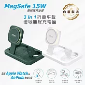 MINIQ 台灣製造3in1 22.5W 折疊式磁吸無線充電器座/氛圍燈(手機/手錶/耳機)  白色