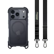 MAGEASY Odyssey Strap M超軍規防摔掛繩手機殼 i17 Pro 皮革午夜/沉穩黑