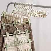 【E.dot】超值10入組360度旋轉寬度可調節可疊加褲架 綠色