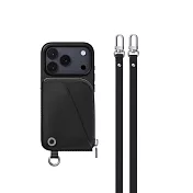 MAGEASY Pouch 錢包掛繩手機殼 iPhone 17 Pro 黑色/黑色