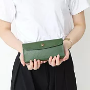 CLEDRAN｜日本經典牛皮壓釦多夾層牛皮長夾 綠色