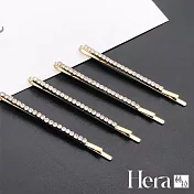【Hera赫拉】韓國明星同款水鑽髮夾/邊夾/一字夾4入組 金色四組