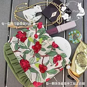 【PinkyPinky Boutique】手工珠縫 小紅莓滾荷葉裙襬束口袋 化妝包 宴會小包 手提包 (紅色)