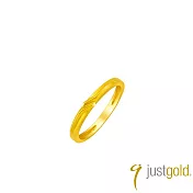 【Just Gold 鎮金店】稜合 TrioLink -雙綴 黃金戒指 港圍 11  金色