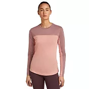 【紐西蘭Icebreaker】女 Sphere Cool-Lite™ 圓領長袖上衣 (色塊拼接)-150 S 淡裸粉/藕粉