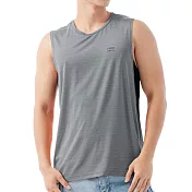 【PROMAN 豪門】2件組運動型男消臭速乾舒爽寬肩背心(吸濕排汗-男內衣) M 岩石灰