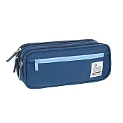 【COMET】日系大容量雙層鉛筆袋(鉛筆盒 素色筆袋 學生鉛筆盒 加大鉛筆盒 文具收納袋 文具袋/SC3) 藏青色
