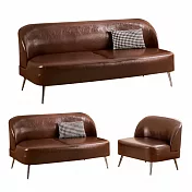 IDEA-古典藝術光澤油蠟皮沙發套組/兩色可選 咖啡色