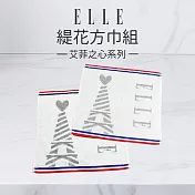 【ELLE HOME】鬆厚純棉艾菲爾鐵塔緹花方巾組/洗臉巾(6條組) 灰色