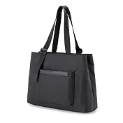 【KINGSONS】質感緞面-隨行雙層大容量托特包｜防潑水材質｜可容納15.6吋筆電 柔夜黑