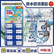 (2盒超值組)日本Kobayashi小林製藥-洗淨丸免刷洗多用途管道清潔錠48錠/盒-小粒型 (廚房浴室排水口去污除臭,U型水管氯系消臭發泡錠,馬桶除垢淨味洗滌劑)