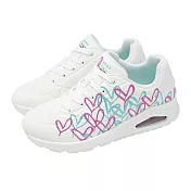 Skechers 休閒鞋 Uno-Golden Heart 女鞋 白 粉 聯名 彩色愛心 緩衝 運動鞋 177975WPTQ 23cm WHITE/PINK/TURQ