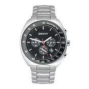 DKNY 時光迴廊計時腕錶-銀X黑