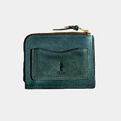 《 Takumics 》Palma YKK拉鍊薄短夾 薄零錢包 義大利製絨面植鞣皮革 苔綠色