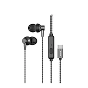 AIWA愛華 防纏繞TYPE-C有線耳機(120cm) ESTM-138 黑色