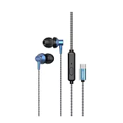 AIWA愛華 防纏繞TYPE-C有線耳機(120cm) ESTM-138 藍色