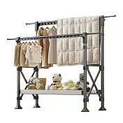 【好氣氛家居】多功能免安裝升降伸縮雙桿曬衣架/兩色可選 槍灰色