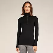 【紐西蘭Icebreaker】女 Oasis 半開襟長袖上衣-BF200 S 黑色