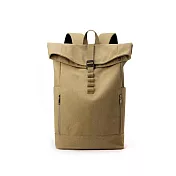 【iSPurple】商務休閒 簡約帆布捲蓋雙肩電腦包/灰色 卡其