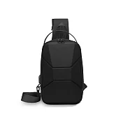 【iSPurple】硬殼潮流 輕便充電耐用斜垮單肩胸包/灰色 黑