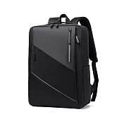 【iSPurple】時尚休閒 商務出差14吋反光條雙肩電腦包/黑 黑