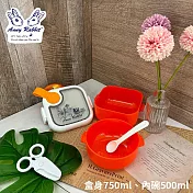 安妮兔 外出餐具四件組(方碗+圓碗+食物剪+湯匙) UP-C098A
