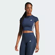 ADIDAS HYGLM T Q1 短版 女 短袖上衣 JE8814 L 藍色