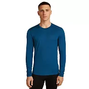 【紐西蘭Icebreaker】男 Oasis 素色圓領長袖上衣-BF200 S 海洋藍