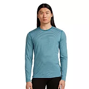 【紐西蘭Icebreaker】男 Oasis 素色圓領長袖上衣-BF200 S 湖水藍/米白