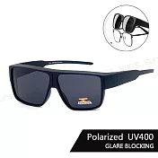【SUNS】近視用外掛式墨鏡 特大框偏光墨鏡/套鏡 包覆式太陽眼鏡(可套鏡) 抗UV400 防眩光  砂黑框