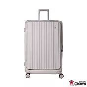 【CROWN 皇冠】BOXY 29吋 前開式防盜拉鍊/ 鋁框拉桿箱- 燕麥奶茶色