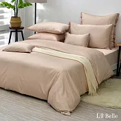 (網路獨家)義大利La Belle《翩翩絮羽-香檳金》雙人天絲棉四件式被套床包組