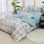 義大利La Belle《淡簡寂思》雙人純棉四件式防蹣抗菌吸濕排汗兩用被床包組