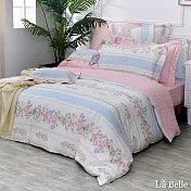 義大利La Belle《南藍繫語》雙人純棉四件式防蹣抗菌吸濕排汗兩用被床包組