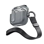 MAGEASY Odyssey with Wrist Strap 抗衝擊磁扣手繩耳機殼 AirPods 4-金屬灰藍