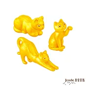 J’code真愛密碼金飾 貓跳台-舉手+伸懶腰+臥姿貓咪硬金擺件