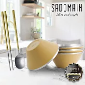 仙德曼雙層304不鏽鋼笠形碗-4入-沙色+316不鏽鋼餐具組-4套入