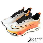 【Pretty】男 運動鞋 休閒鞋 透氣 厚底 綁帶 輕量 EU40 灰色