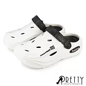 【Pretty】男 洞洞鞋 雨鞋 穆勒鞋 布希鞋 涼拖鞋 兩穿 防水 輕量 厚底 JP26 白色