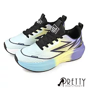 【Pretty】男 運動鞋 休閒鞋 綁帶 輕量 透氣 厚底 EU40 藍色