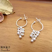 葡萄串流蘇設計C型S925純銀耳環(垂墜耳環)