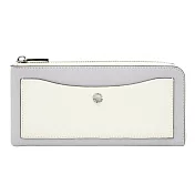 【日本 Legato Largo】12卡超薄輕量皮革長夾 -白+灰