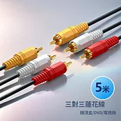 RCA蓮花頭三對三公頭影音連接線AV轉接線-5米